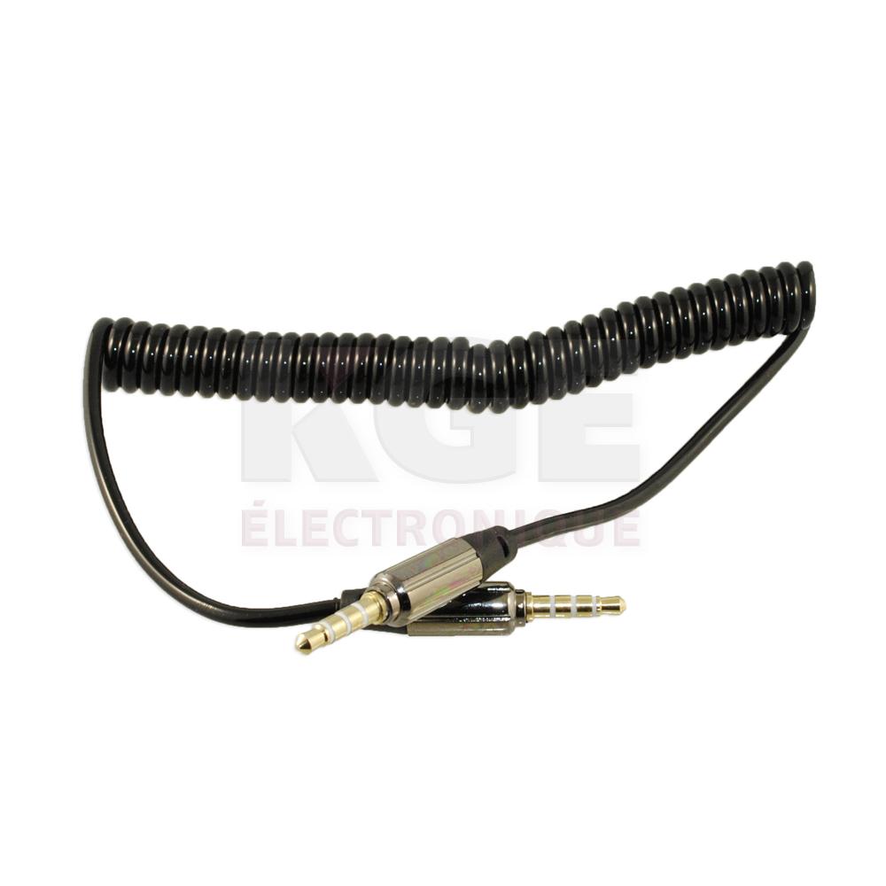 Auxiliary cable 3.5mm jack 4 conductor spiral