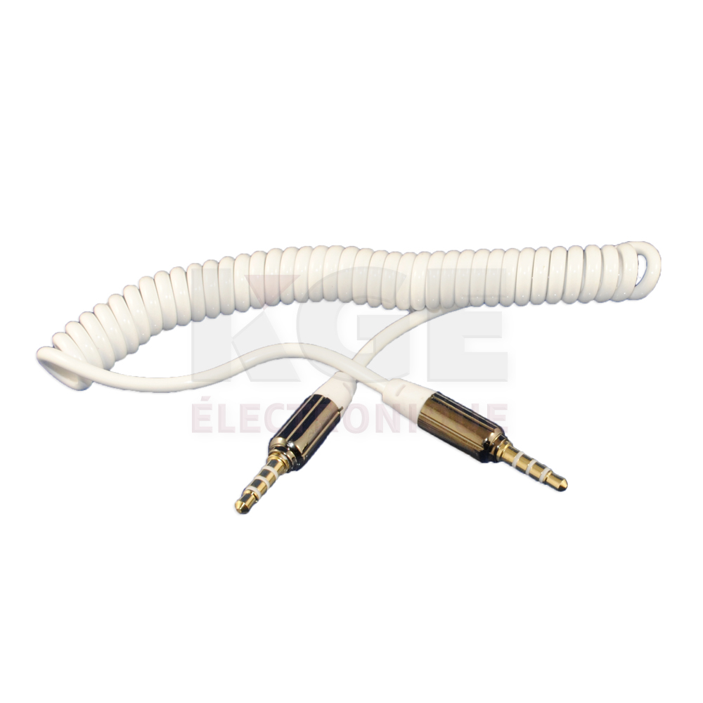 Auxiliary cable 3.5mm jack 4 conductor spiral