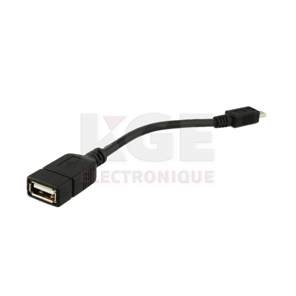 Adaptateur OTG USB 2.0 A femelle à micro B mâle