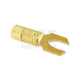 Gold plate folk terminal for 4 AWG power wire