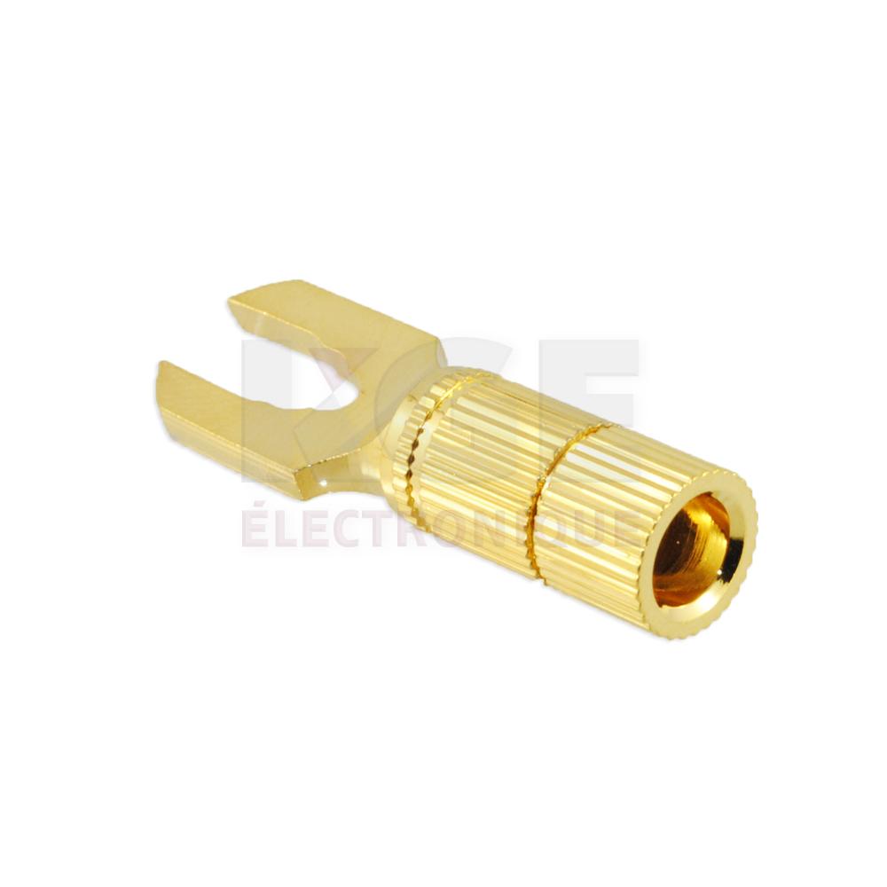 Terminal en fourche pour fil d'alimentation 4 AWG plaqué or