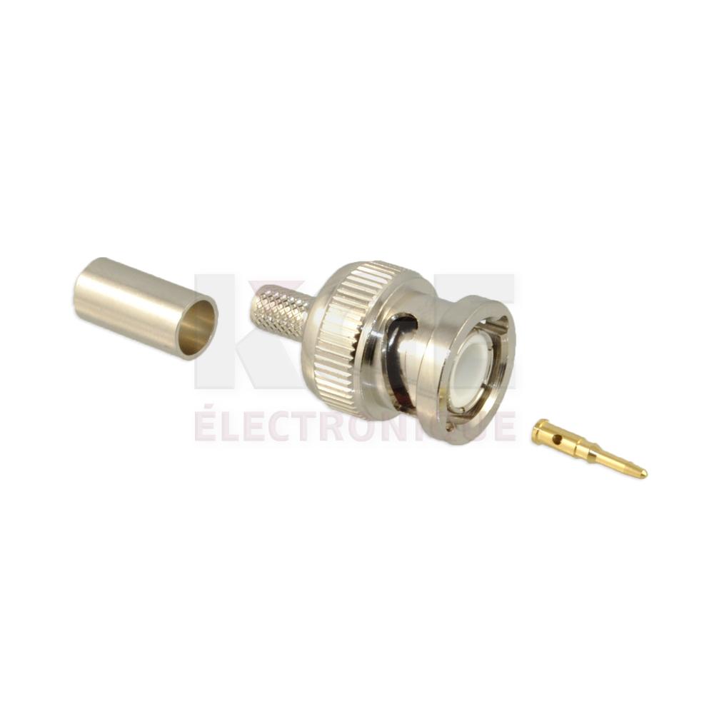 Connecteur BNC mâle 3 pièces pour RG-58 à sertir