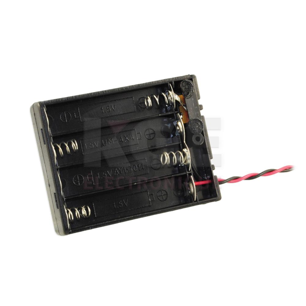 Porte-Batteries pour 4 Batteries AAA avec Fil 15cm et Interrupteur
