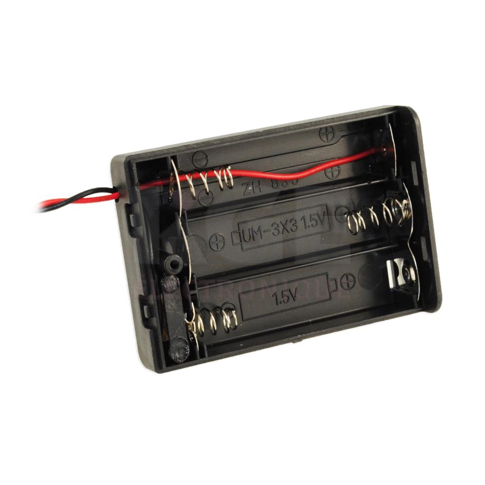 Porte-Batteries pour 3 Batteries AAA avec Fil 15cm et Interrupteur