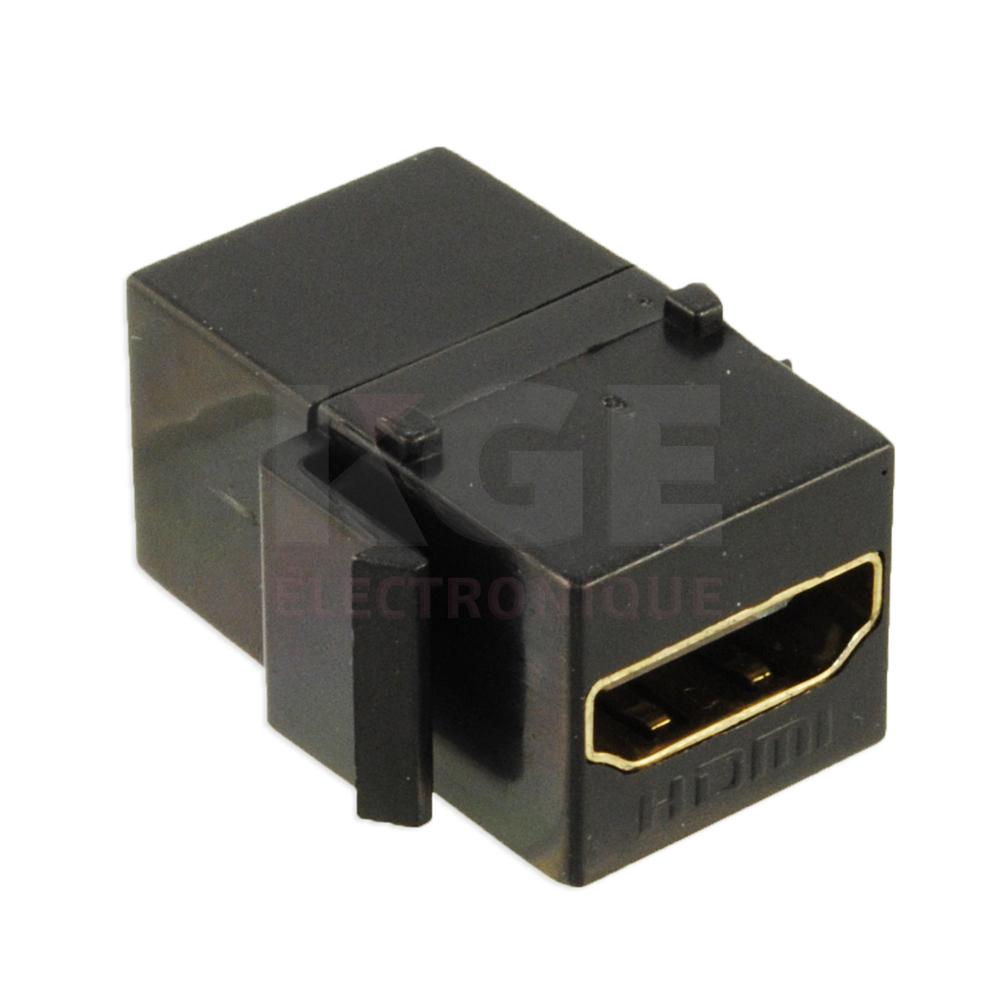 Adaptateur HDMI femelle à femelle noir pour plaque keystone