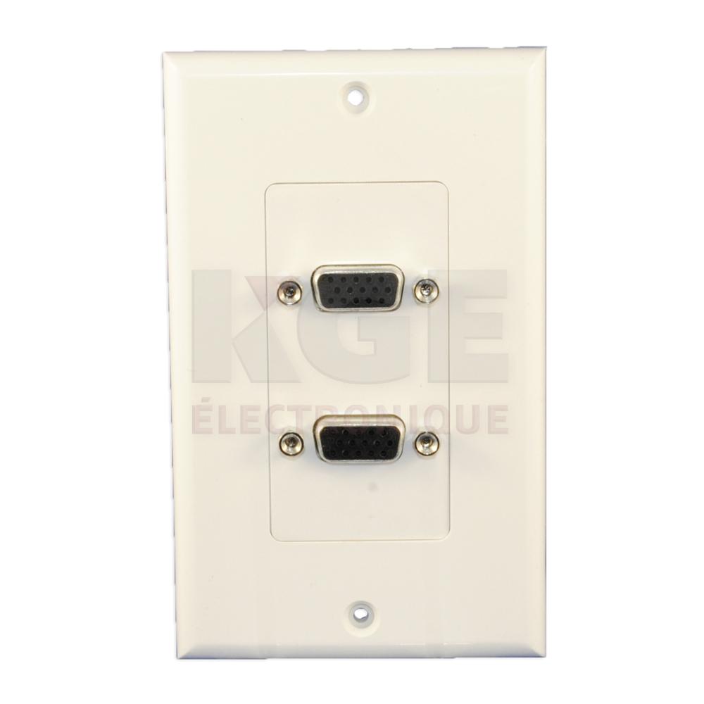 Dual VGA female to female wall plate - white