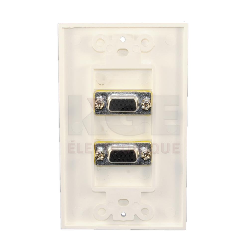 Dual VGA female to female wall plate - white