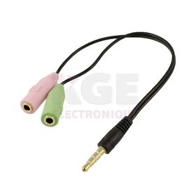 Adaptateur prise 3.5mm 4 contacts mâle à prise femelle double pour casques d'ordinateur