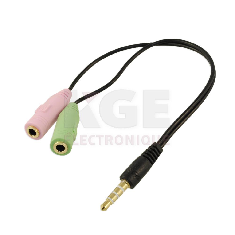 3.5mm 4 contacts male plug to dual female PC headset adapter