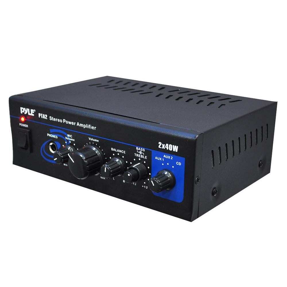 Mini amplificateur de son stéréo - 2 x 40 Watts avec des entrées AUX, CD & Micro