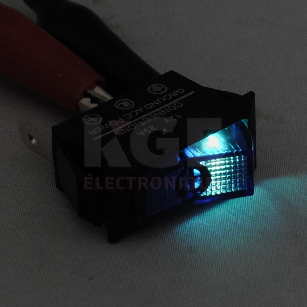 Blue Single-Pole Illuminated Rocker Switch SPST with LED 12VDC 20A