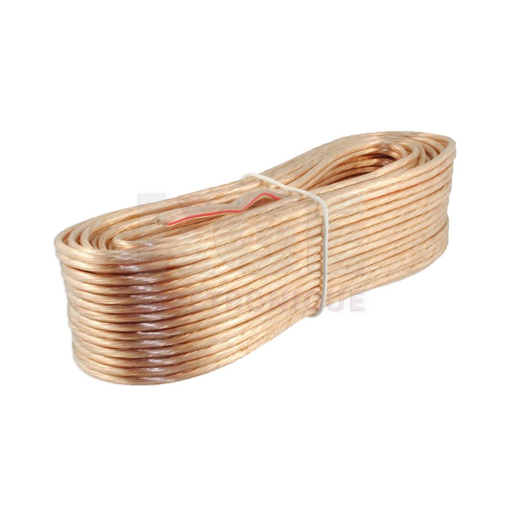 Fil pour haut-parleur transparent polarisé (ligne rouge) 2-16AWG 50 pieds