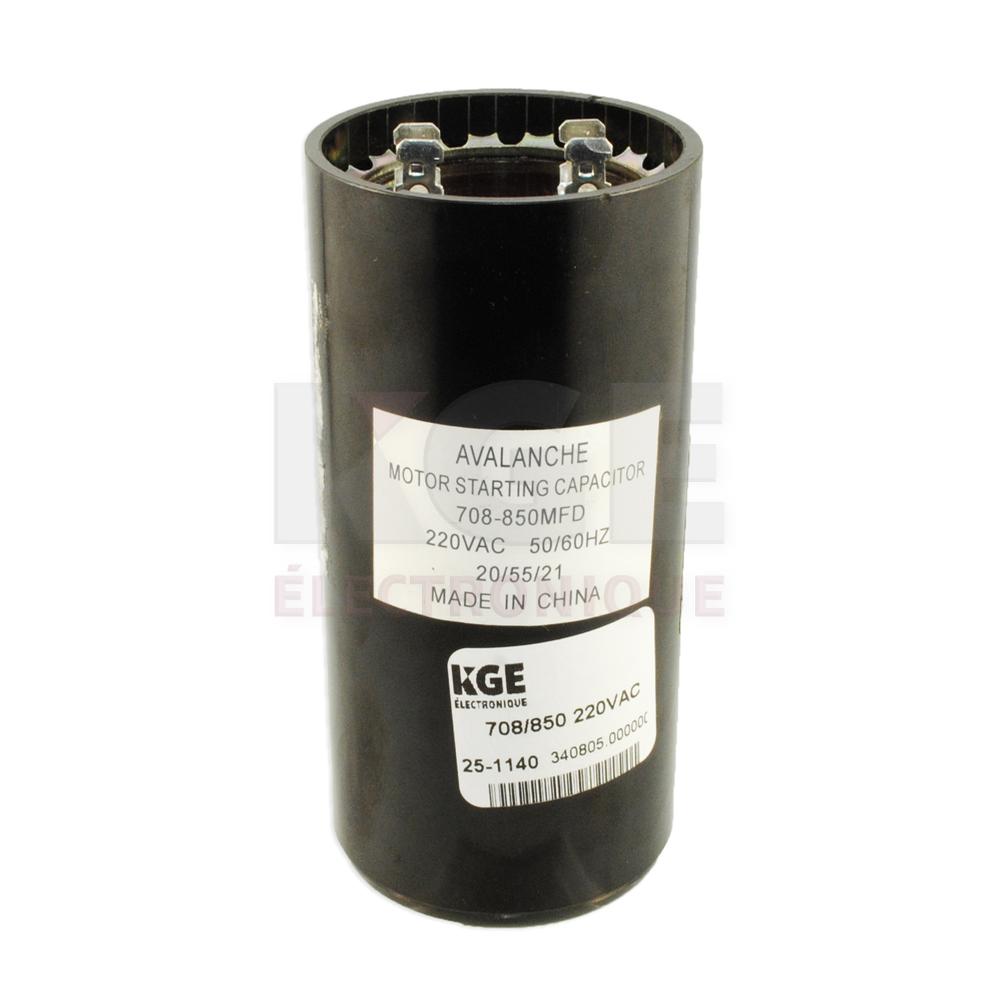 Condensateur de démarrage pour moteur 220 VAC 708-850 uF