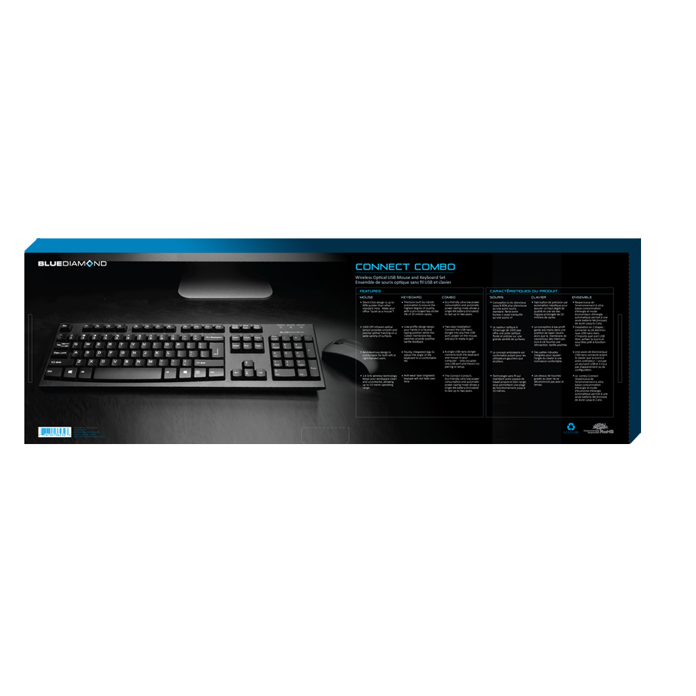 Clavier et Souris Sans Fil Connect Combo BlueDiamond Français