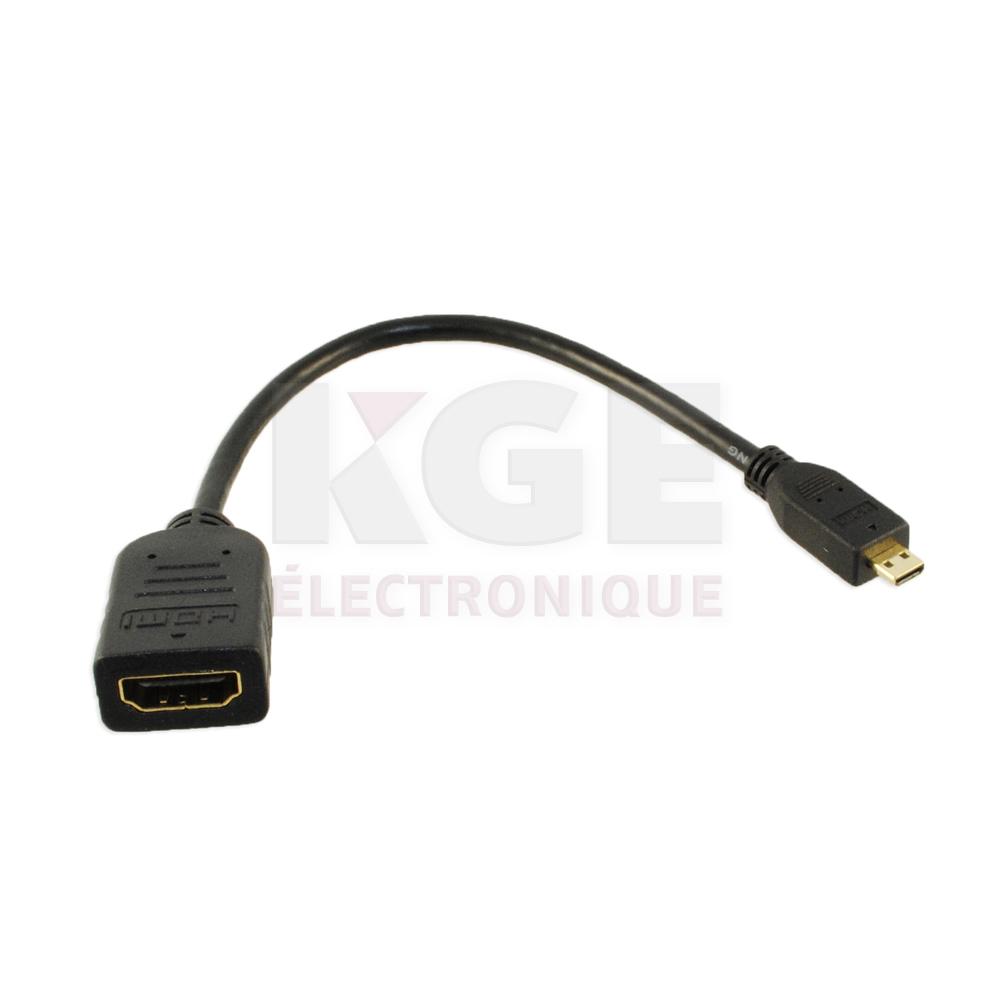 Câble Premium HDMI femelle à micro HDMI mâle 8 pouces