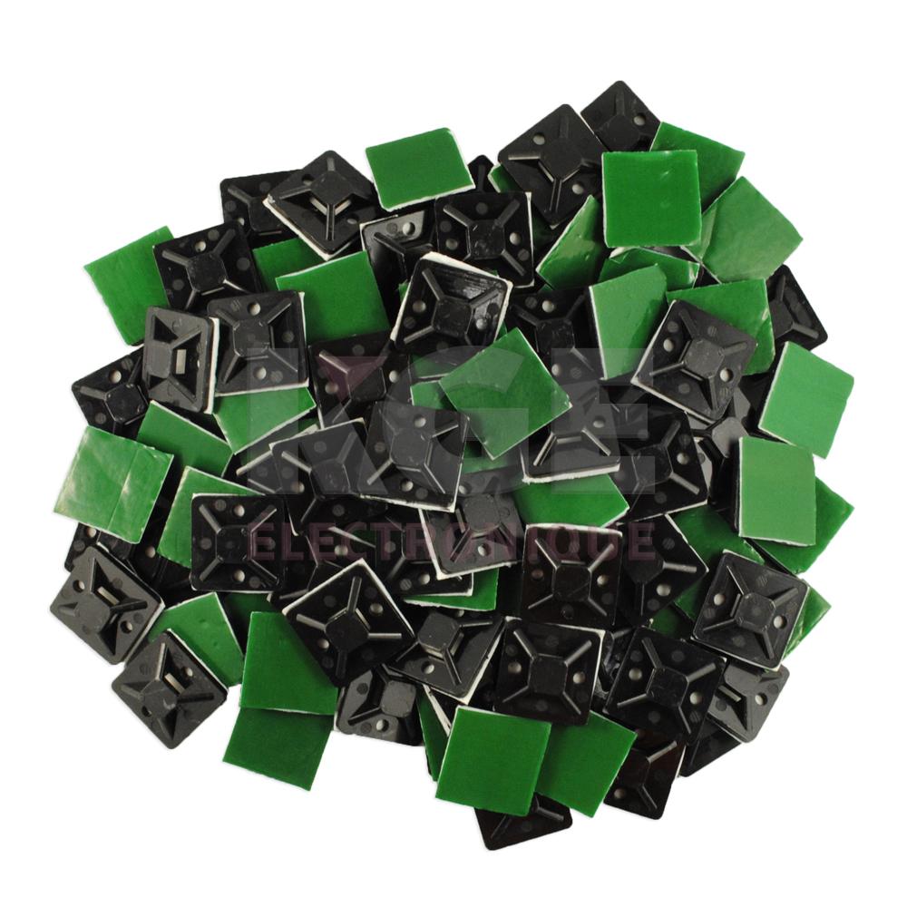 Supports adhésifs noirs 1" pour attaches-câble en nylon paquet de 100
