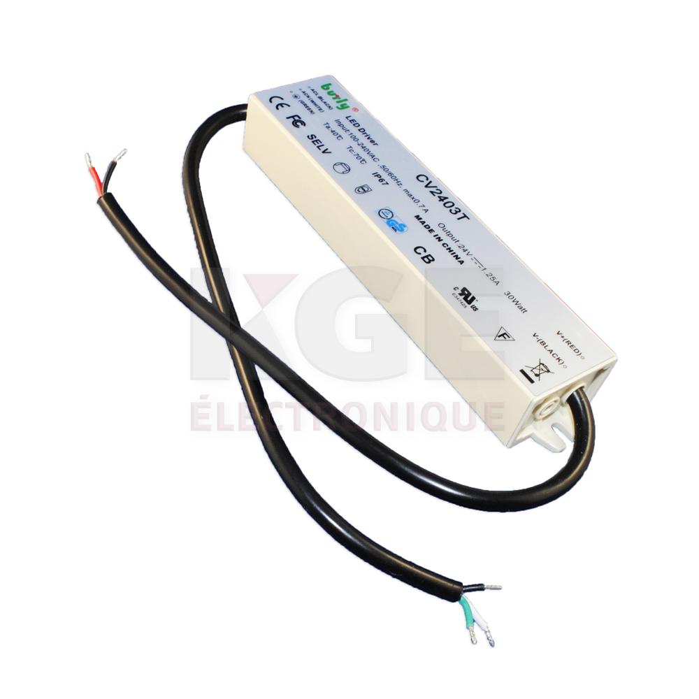 Transformateur 24V 30W (1.25A) pour DELS