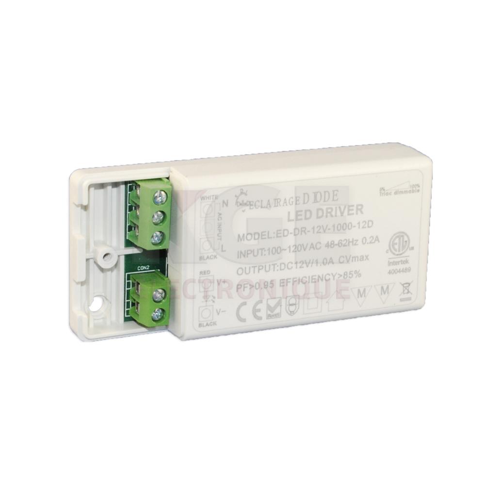 Transformateur 12VDC 1A dimable pour DELs