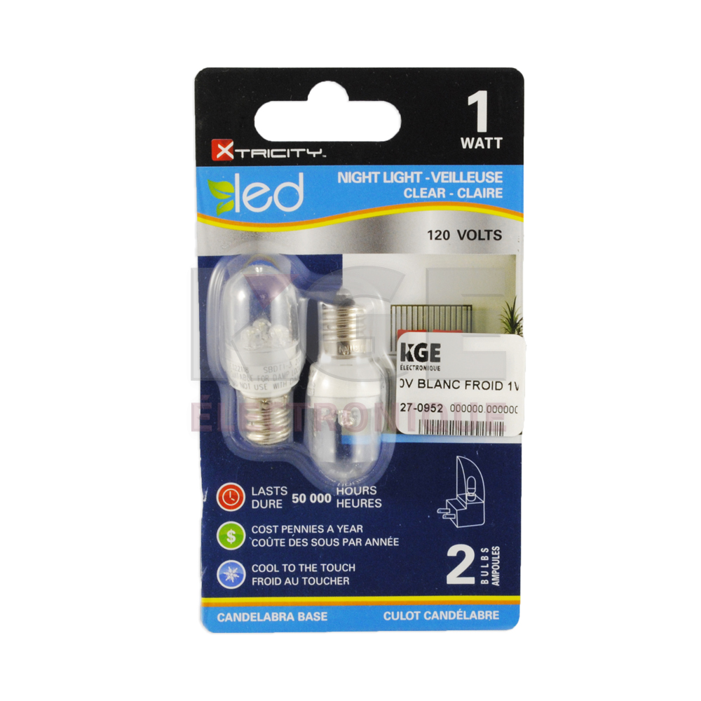 Ampoule pour veilleuse / 1W claire paquet de 2