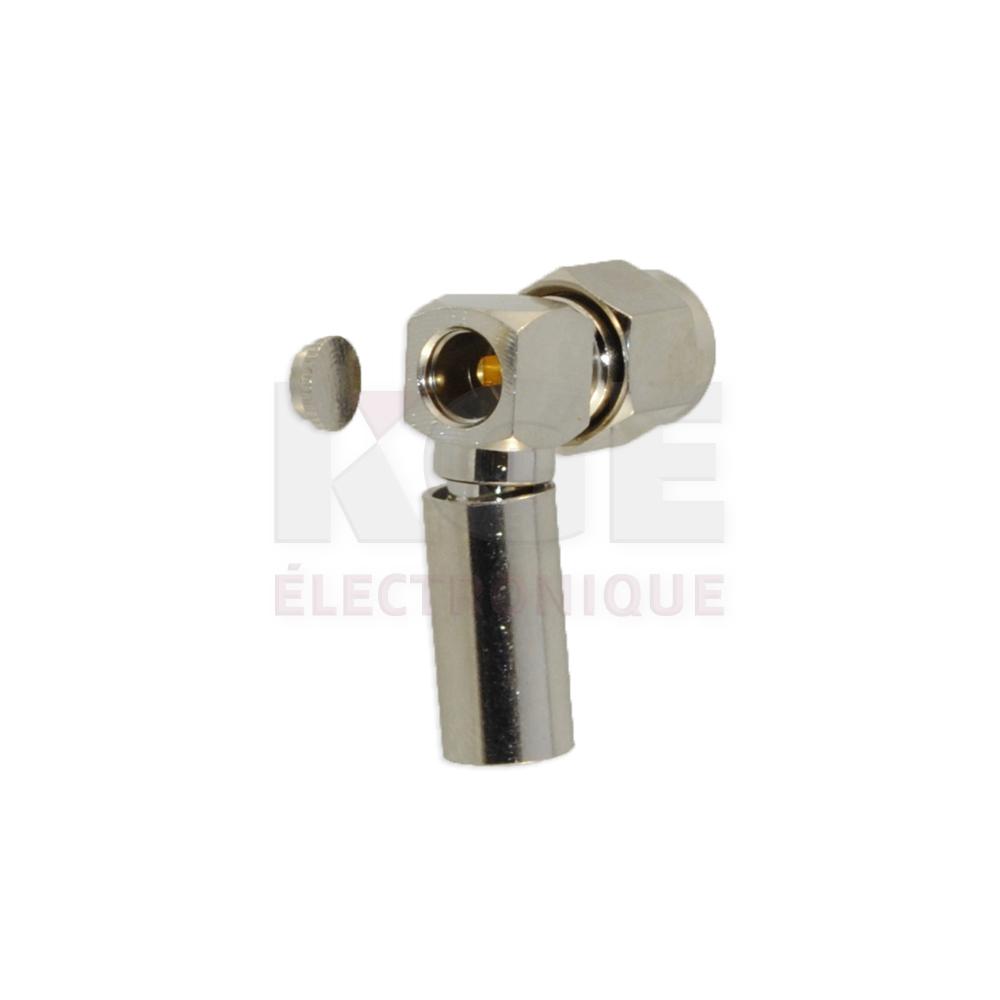SMA Mâle Angle Droit à Sertir et Pin à Souder - 50 Ohms