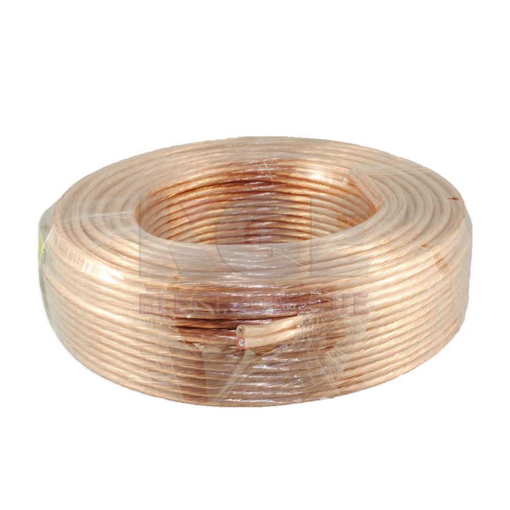 Clear Speaker wire Polarized (red line) 2-14AWG 100ft