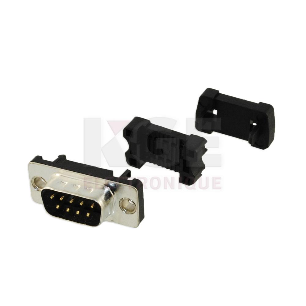 Male crimp DB9 connector for flat cable