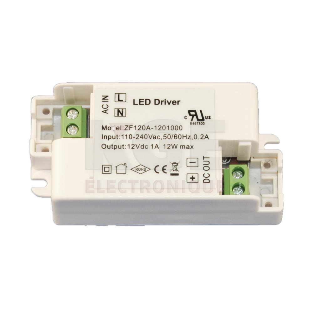 Transformateur 12VDC 1A pour DELs