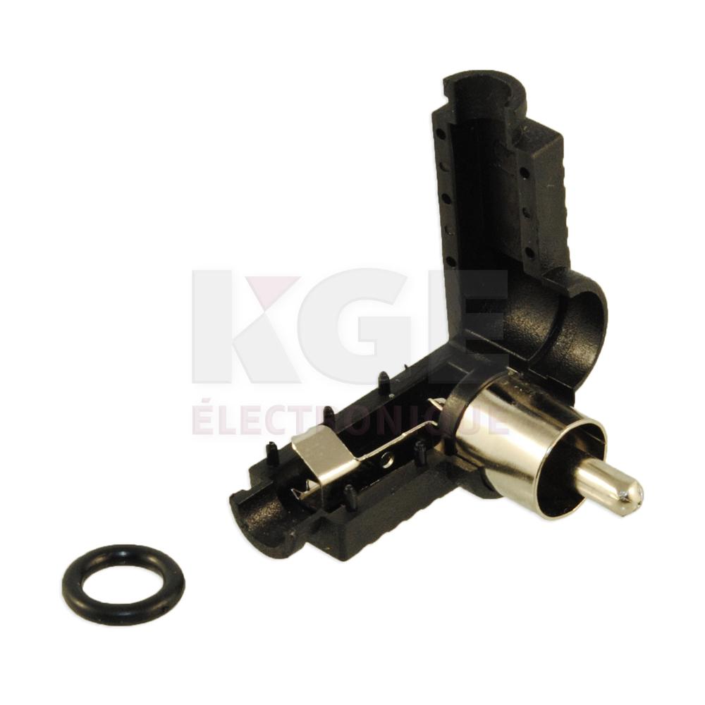 RCA Plug - Plastic 4mm, Black - Right Angle