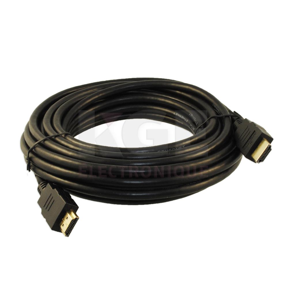 Câble HDMI haute vitesse avec Ethernet 1080p v1.4 Noir 25 pieds