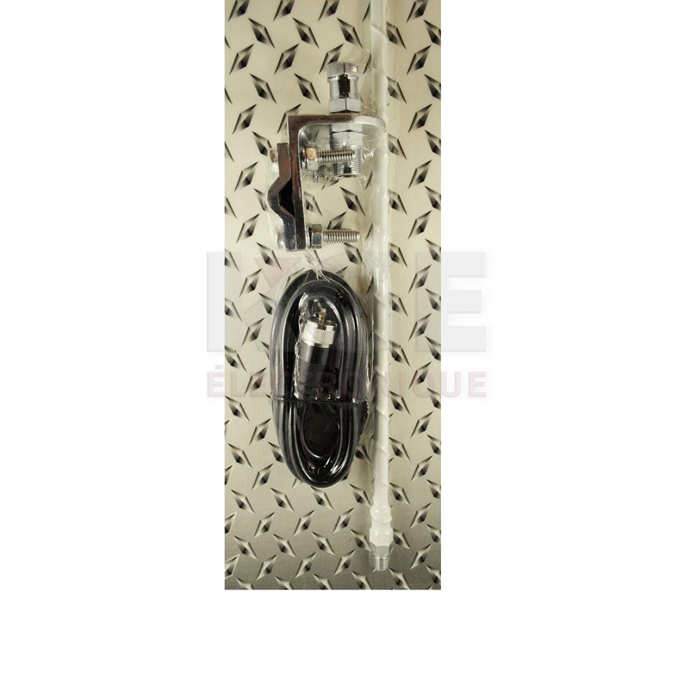 White 4ft Magnetic CB Antenna with Bracket and Wire