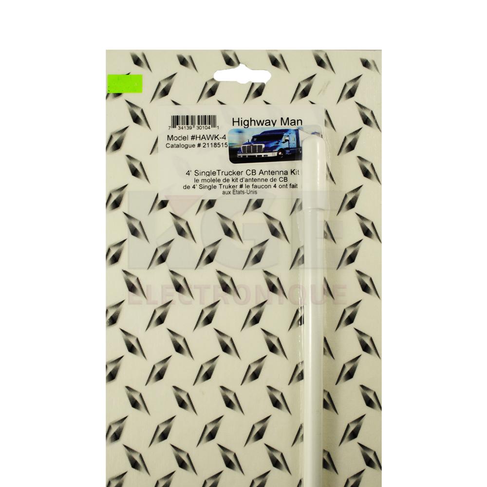 White 4ft Magnetic CB Antenna with Bracket and Wire
