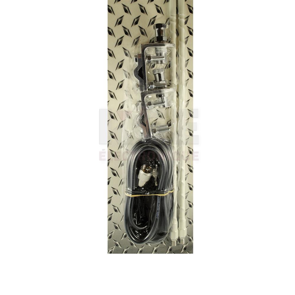 White 2ft Twin Magnetic CB Antenna