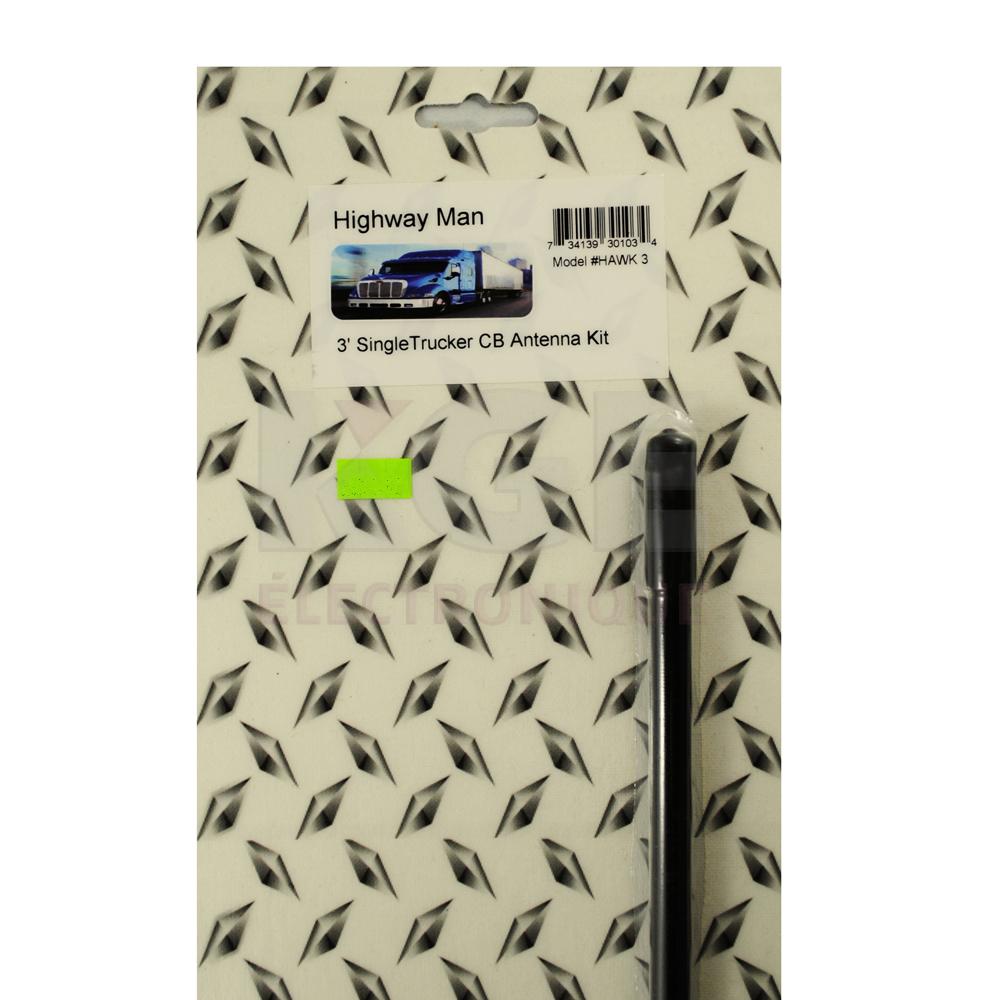 Black 3ft Fiberglass CB Antenna