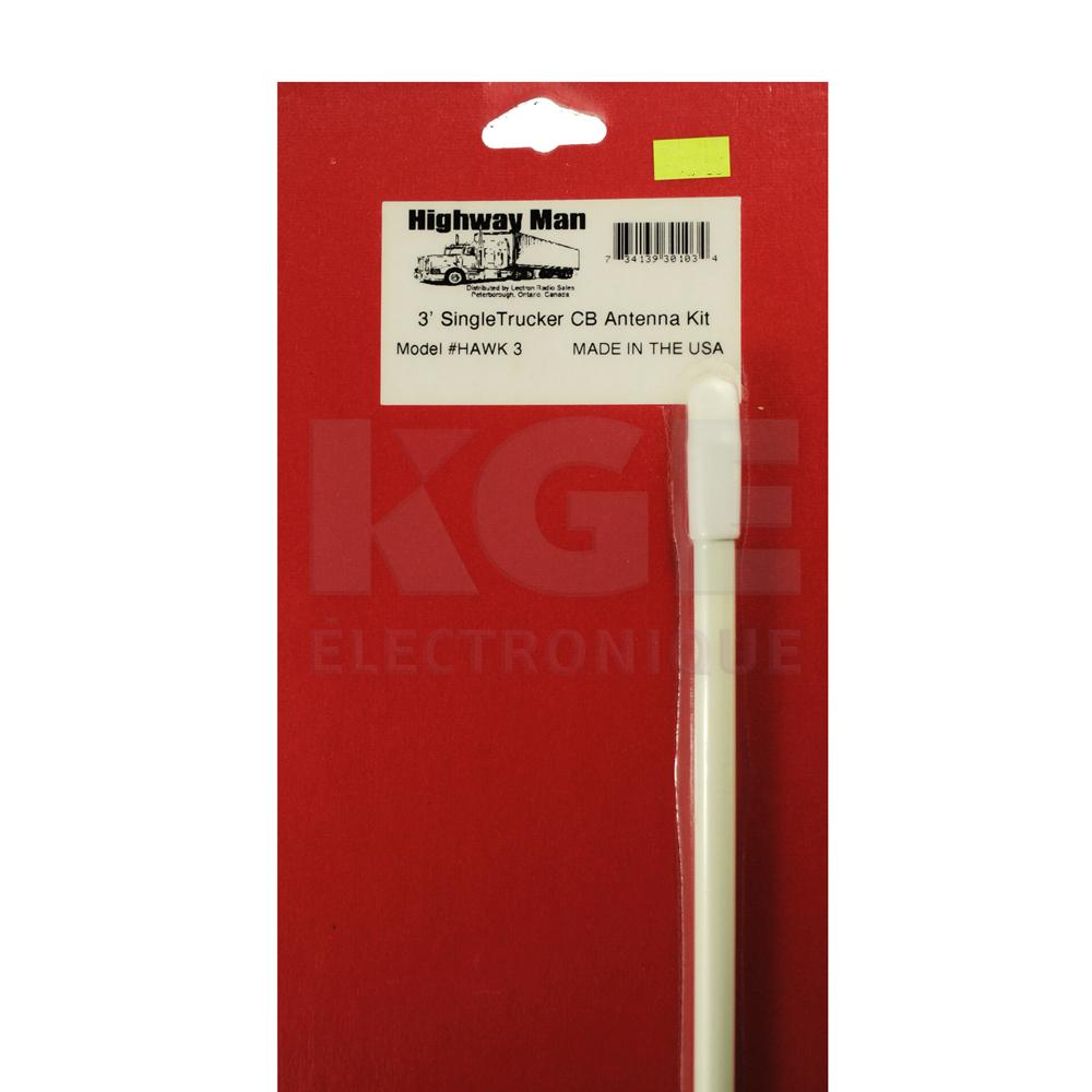 White 3ft Fiberglass CB Antenna