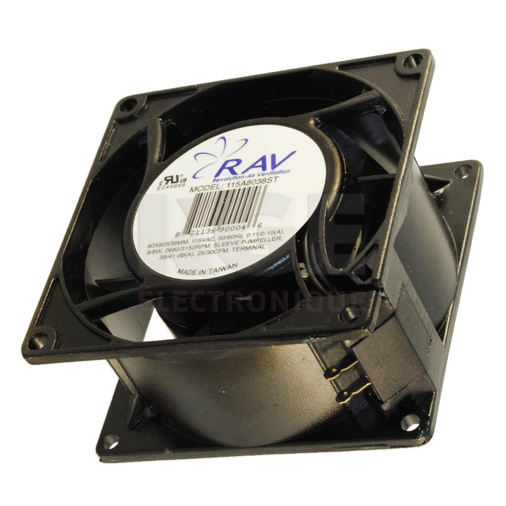 Sleeve terminal fan 115VAC 80x80x38mm Electronics KGE Électronique