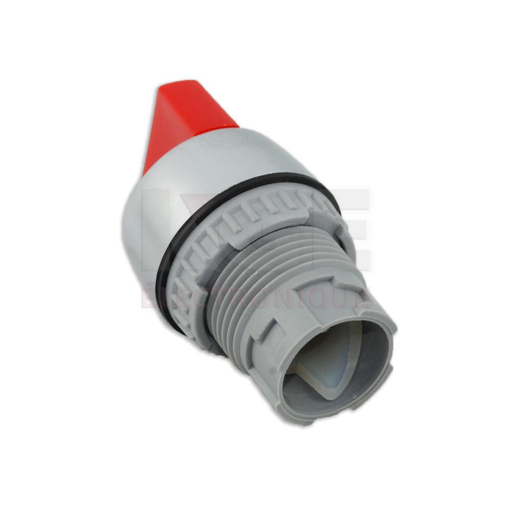 Knob and spring return red button 2 positions IP65 with 22mm mounting hole