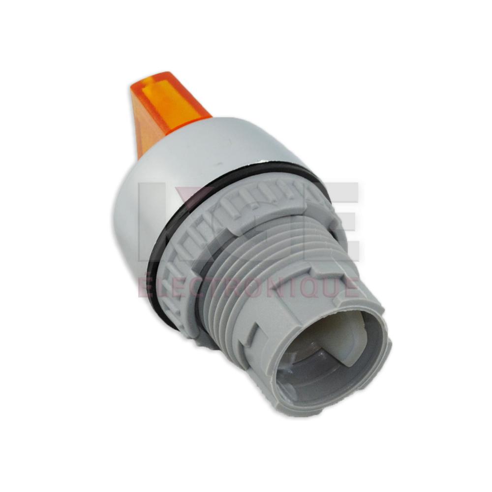 Bouton selecteur orange éclairé 2 positions IP65 avec trou de montage de 22mm
