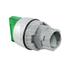 Knob and spring return green button 2 positions illuminated IP65 with 22mm mounting hole