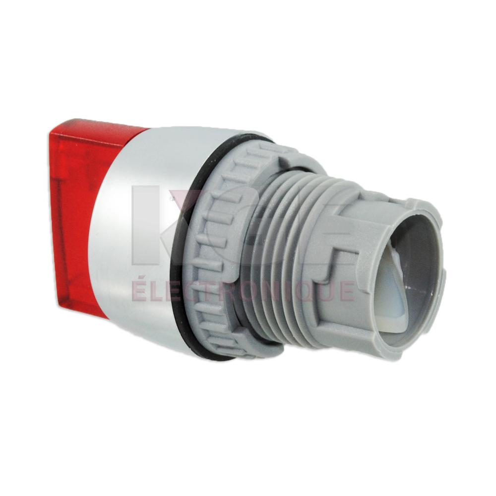 Knob and spring return red button 2 positions illuminated IP65 with 22mm mounting hole