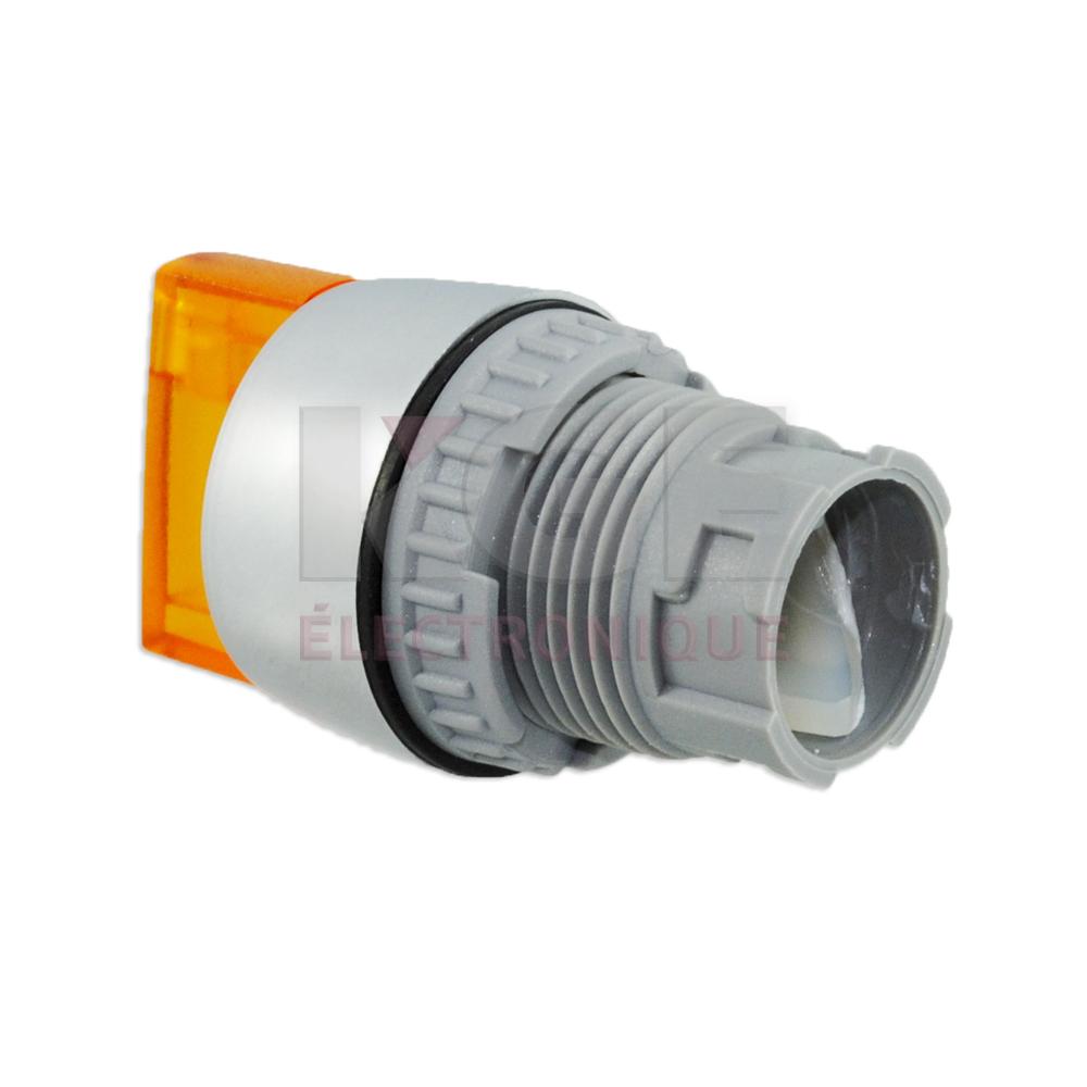 Knob and spring return orange button 2 positions illuminated IP65 with 22mm mounting hole
