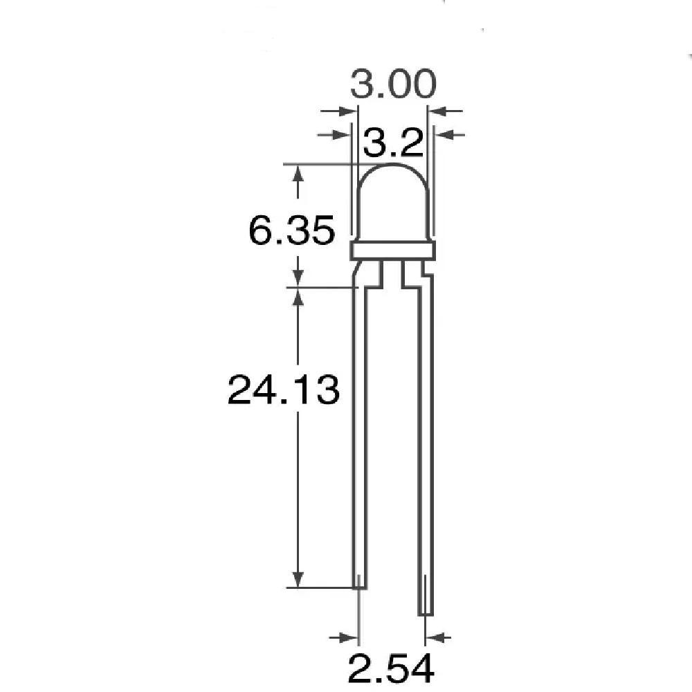 DEL rouge 3mm diffuse 12V 13mA