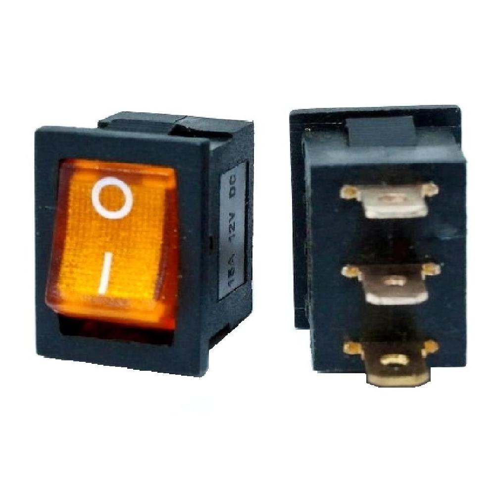 12VDC 16A Rocker Switch SPST On-Off - yellow