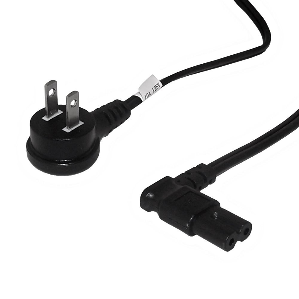 Cable AC 6' NEMA 1-15P à IEC C7 Coudé 18AWG 10A 125V
