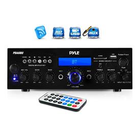 Amplificateur Stéréo Bluetooth, Lecteur Carte SD, Radio FM, Port USB AUX (3.5mm) Affichage LCD Digital, Entrée Microphone, 200W