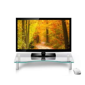 Support de Bureau Multimédia Verre Transparent 8mm 56x24x10 cm 30kg maximum