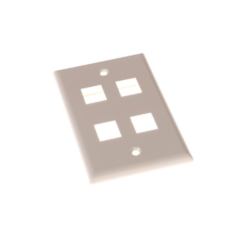 4 Port Keystone Flush Wall Plate - White