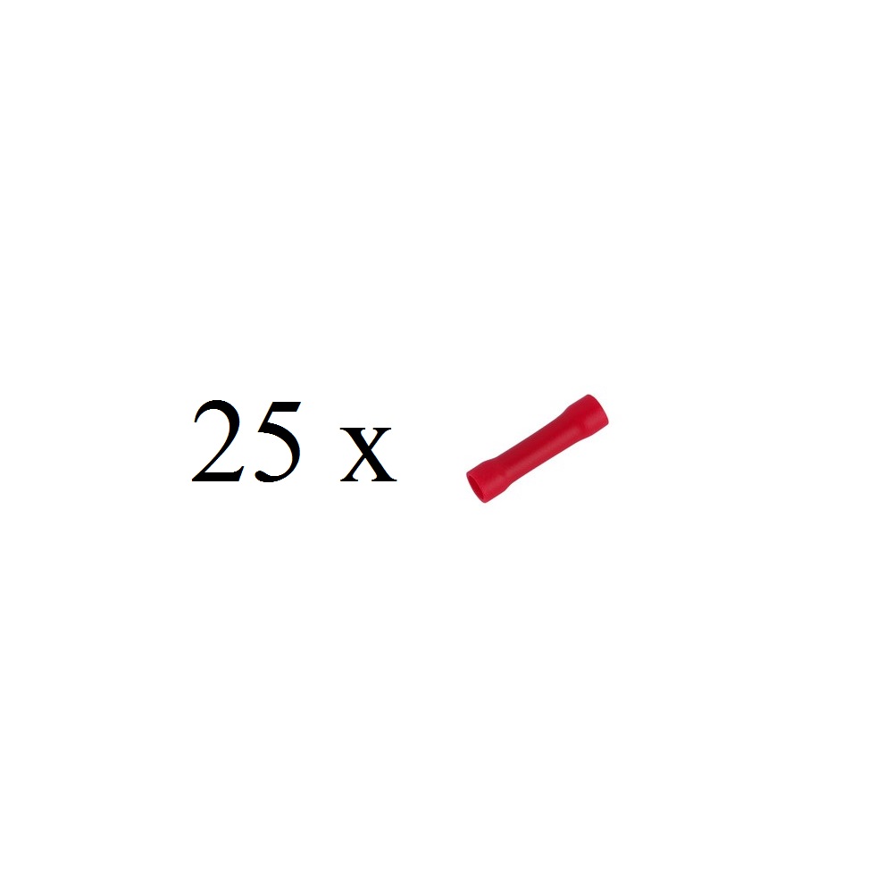 Bag of 25 Flared Butt Connectors 22-16 Insulated Vinyl - Red
