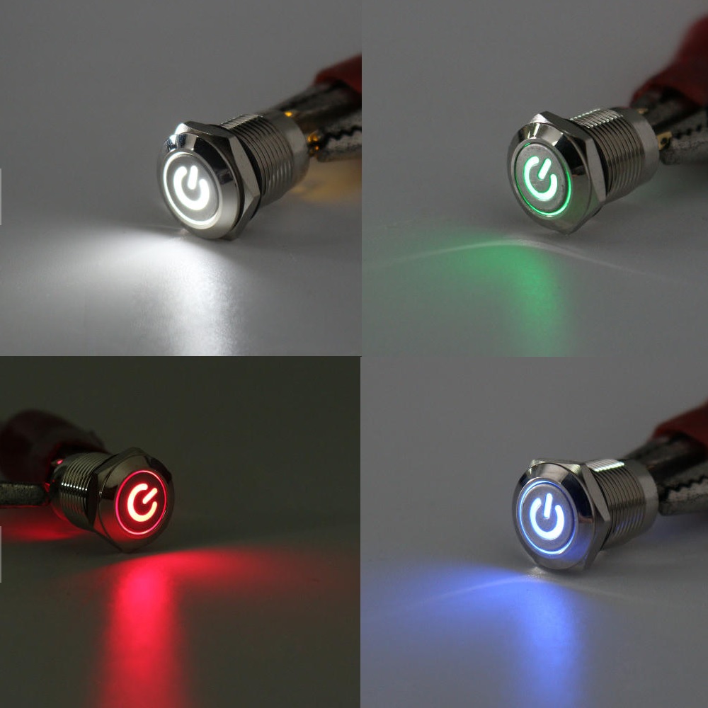 3V 4 Pin Led Metal Push Button Switch Momentary Power Switch Waterproof