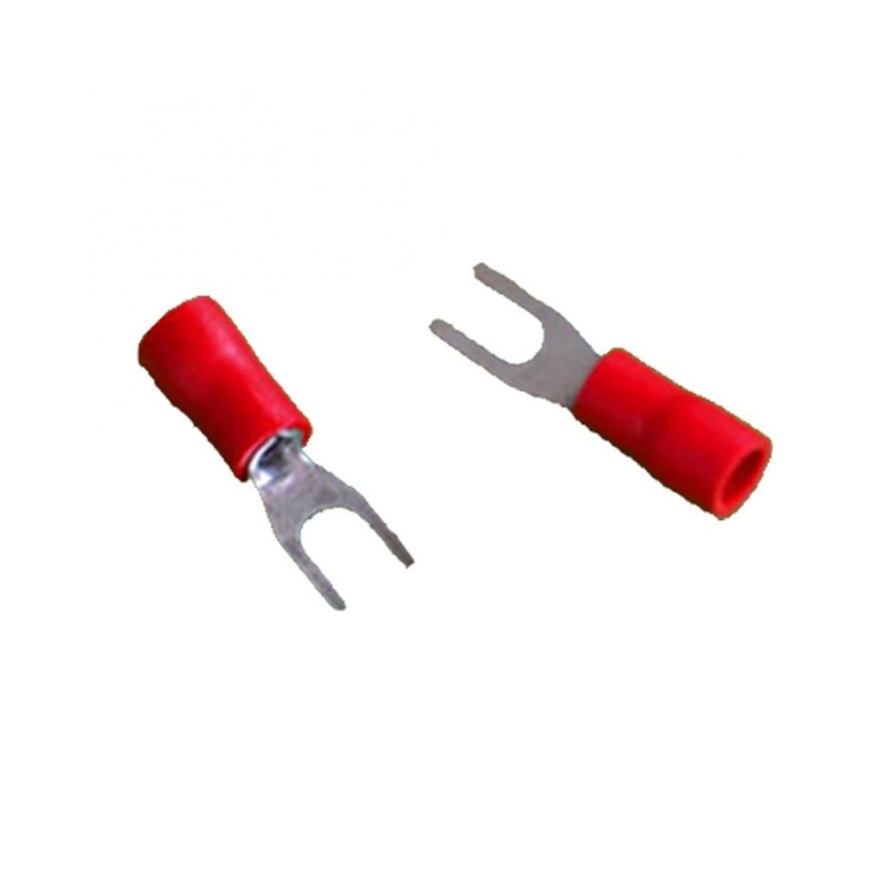 Paquet de 25 Terminaux Fourchette Numéro 8 22-16 Isolé - Rouge