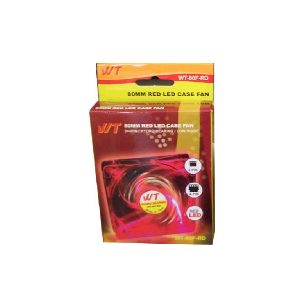 Ventilateur 80mm DEL Rouge 3+4 Broches
